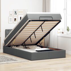 Functional Grey Ottoman Bed with Under-Bed Storage for Practical Homes