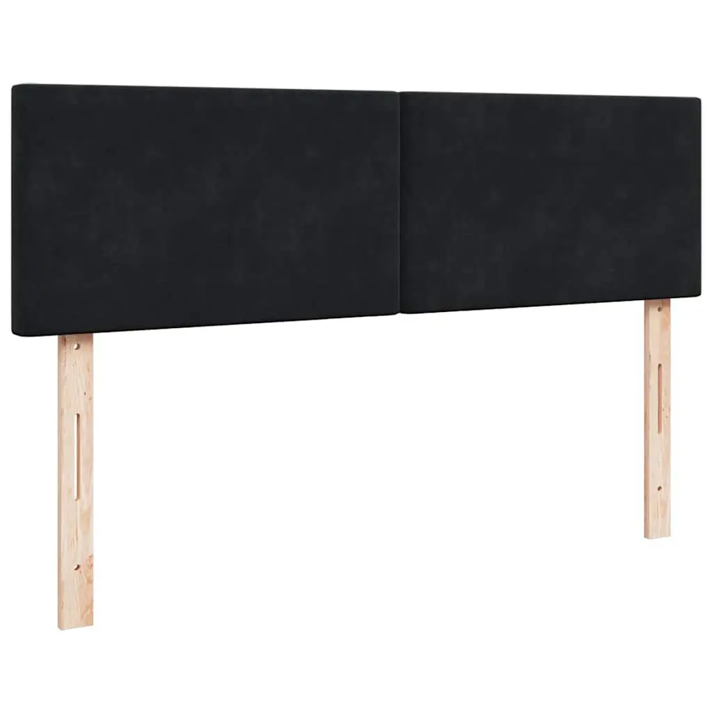 Ottoman Bed with Pocket Spring Mattress LED Lights Storage Black Double Velvet