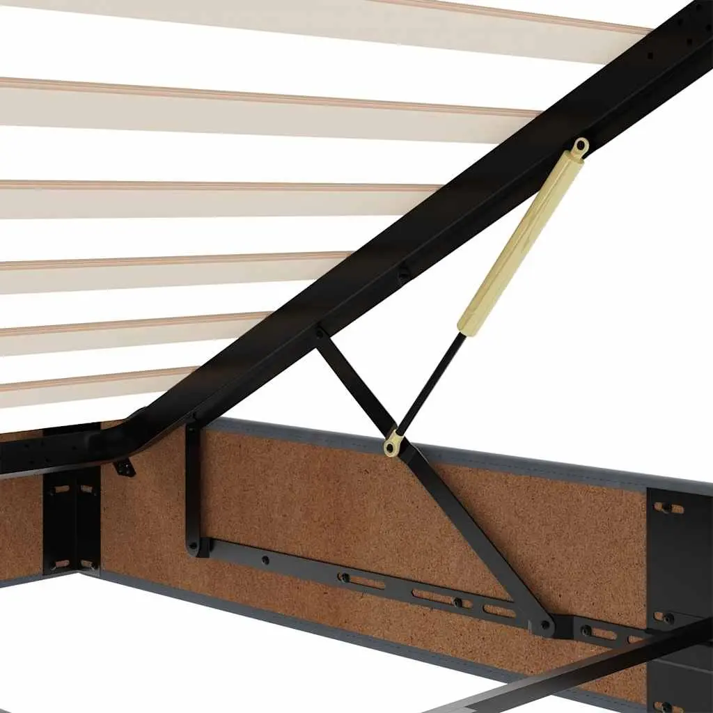Ottoman Bed Double Grey Velvet with Pocket Spring Mattress Storage LED Lights