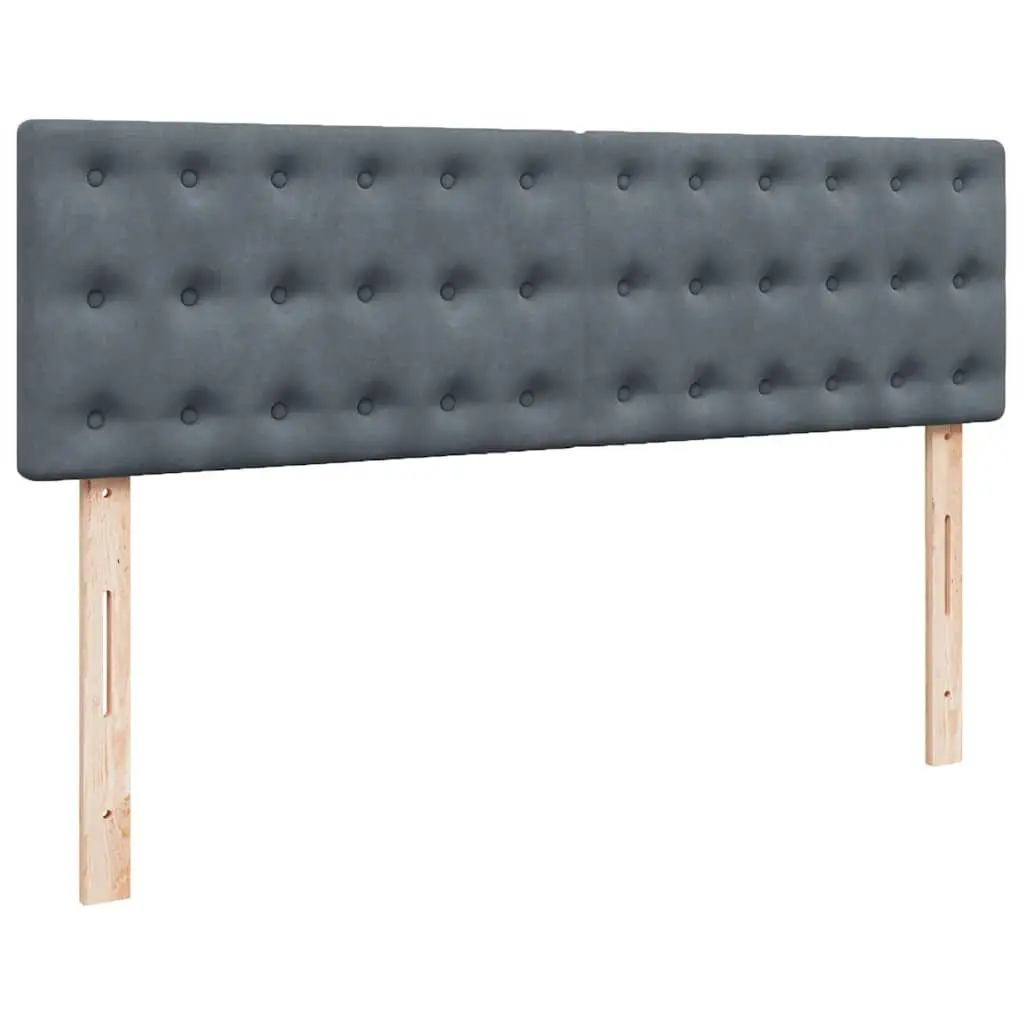 Ottoman Bed Double Grey Velvet with Pocket Spring Mattress Storage LED Lights