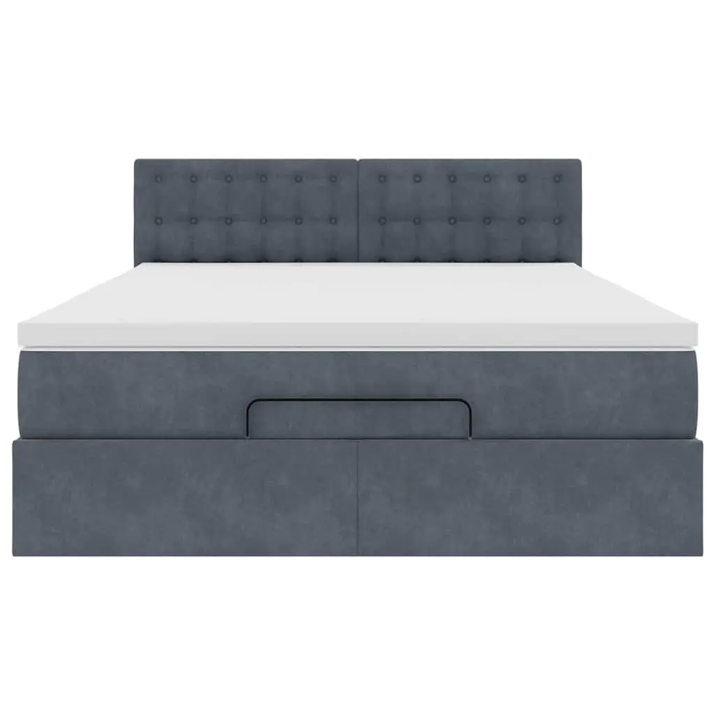 Grey Velvet Queen Ottoman Bed with Storage