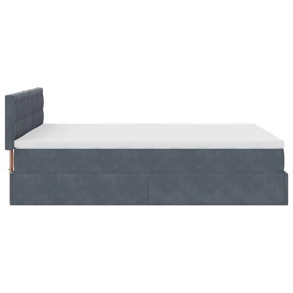 Grey Velvet Queen Ottoman Bed with Storage