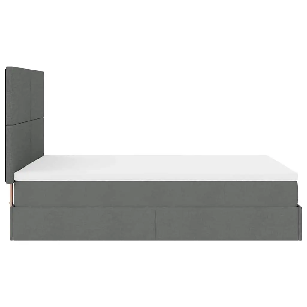Ottoman Bed Queen Grey Upholstered Frame with Pocket Spring Mattress Storage