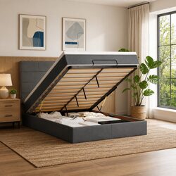 Functional Grey Ottoman Bed for Compact Living Spaces