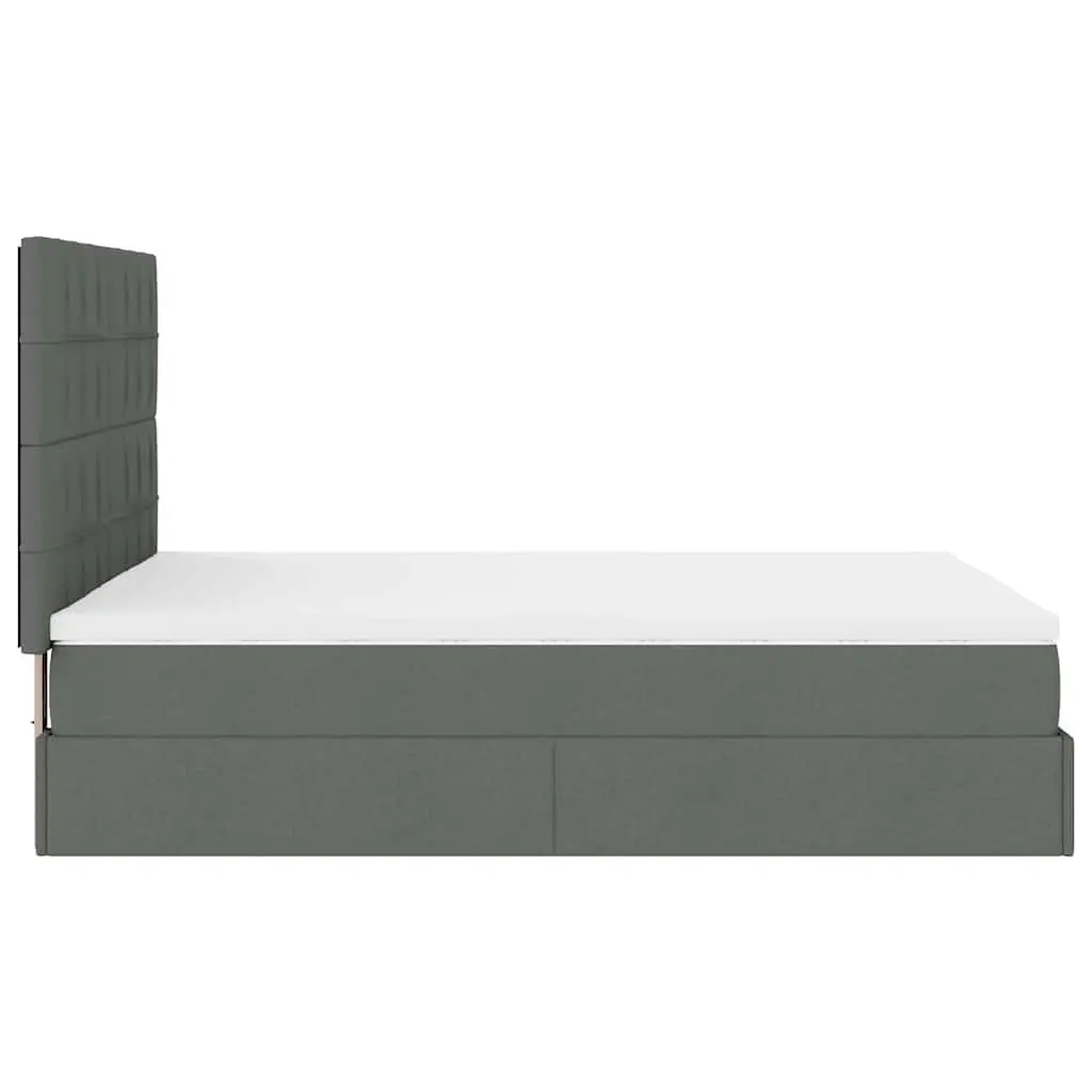 Queen Size Ottoman Bed Grey Fabric Slatted Base with Pocket Spring Mattress and Hydraulic Lift Storage