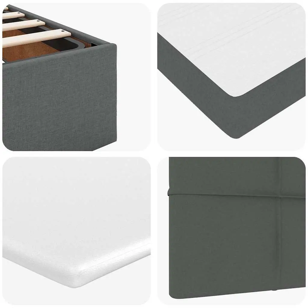 Queen Size Ottoman Bed Grey Fabric Slatted Base with Pocket Spring Mattress and Hydraulic Lift Storage