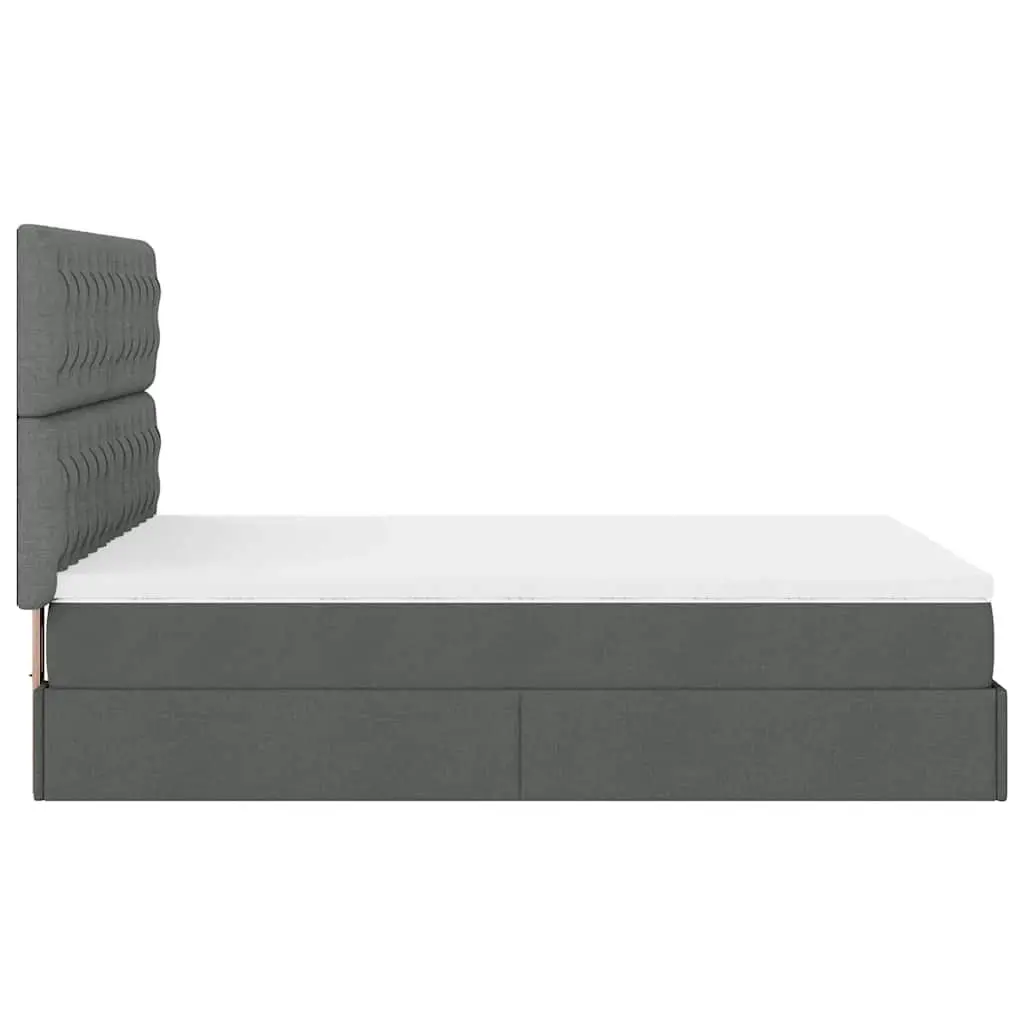 Queen Ottoman Bed Grey with Slatted Base Pocket Spring Mattress and Hydraulic Lift Storage
