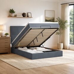 Versatile Grey Velvet Queen Ottoman Bed for Any Room