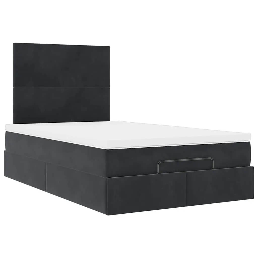 Ottoman Bed Velvet King Single Black with Storage Lift Base and Pocket Spring Mattress
