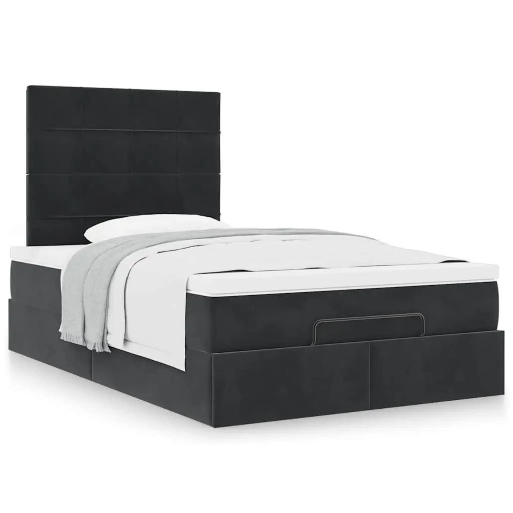 Ottoman Bed Frame with Hydraulic Lift King Single Velvet Black Storage and Pocket Spring Mattress