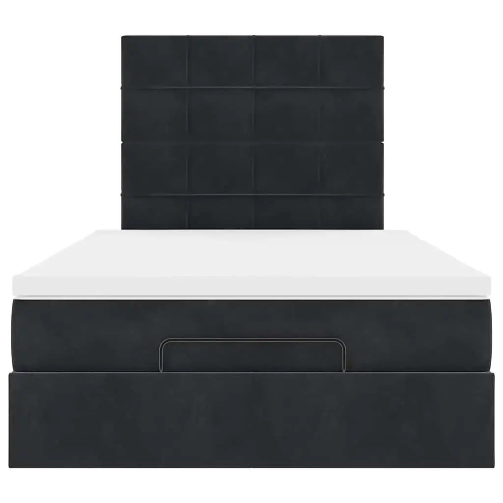 Ottoman Bed Frame with Hydraulic Lift King Single Velvet Black Storage and Pocket Spring Mattress