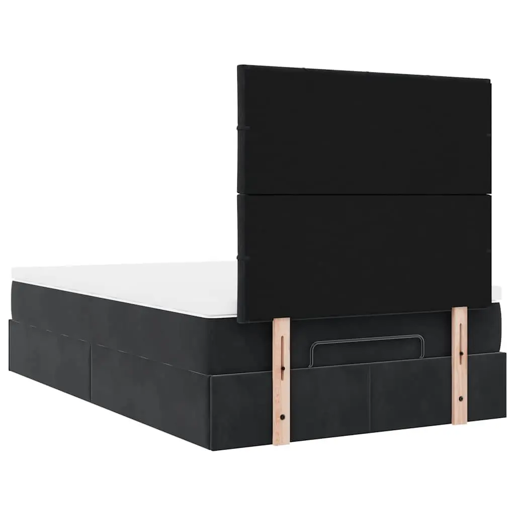 Ottoman Bed Frame with Hydraulic Lift King Single Velvet Black Storage and Pocket Spring Mattress