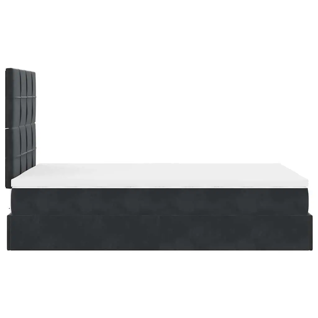 Ottoman Bed Frame with Hydraulic Lift King Single Velvet Black Storage and Pocket Spring Mattress