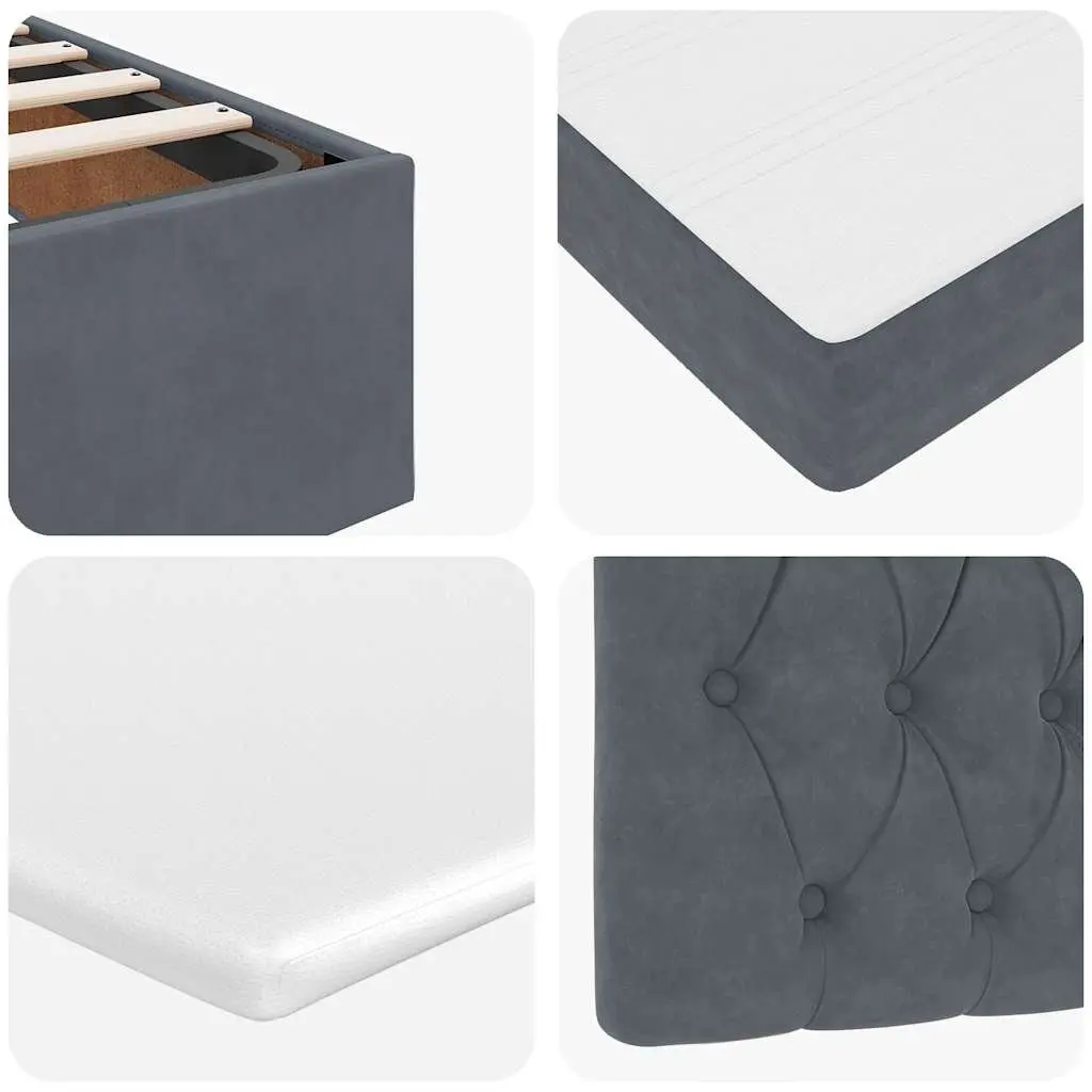 Queen Ottoman Storage Bed with Pocket Spring Mattress Grey Velvet Upholstery