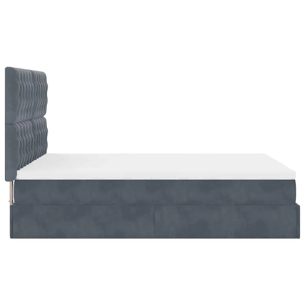 Queen Ottoman Storage Bed with Pocket Spring Mattress Grey Velvet Upholstery