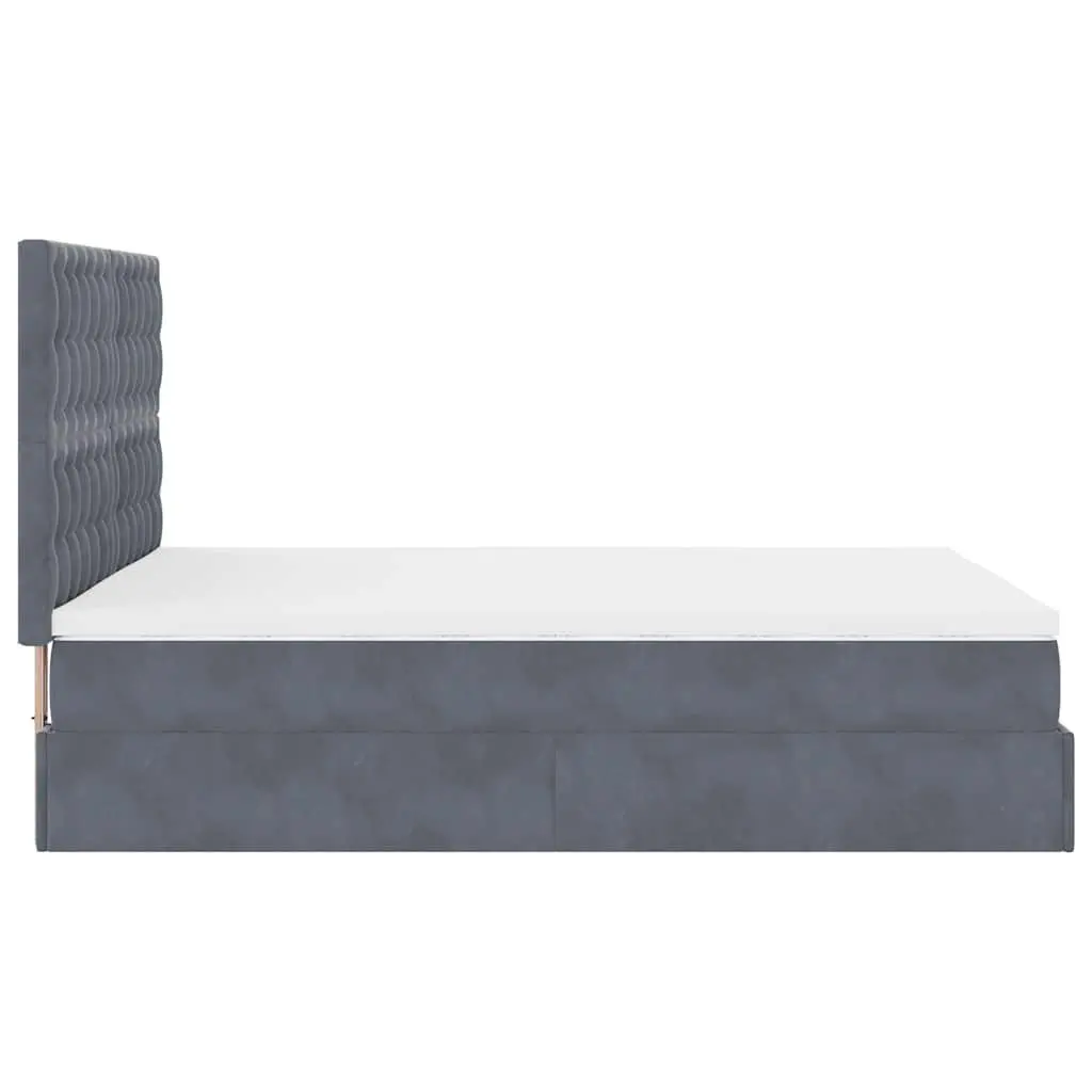 Ottoman Bed with Mattresses Double Grey Velvet Storage Lift Hydraulic