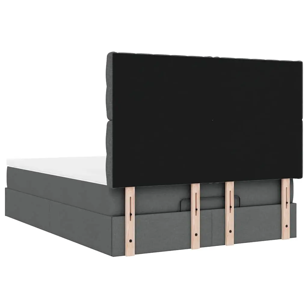 Ottoman Bed with Pocket Spring Mattress LED Lights Storage Queen Grey Fabric
