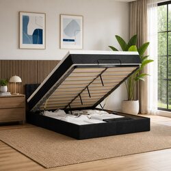 Practical Ottoman Bed with Pocket Spring Mattress and Storage