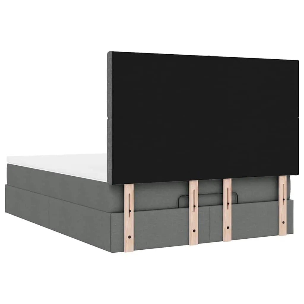 Ottoman Bed Pocket Spring Mattress Queen Grey Fabric with LED Lights