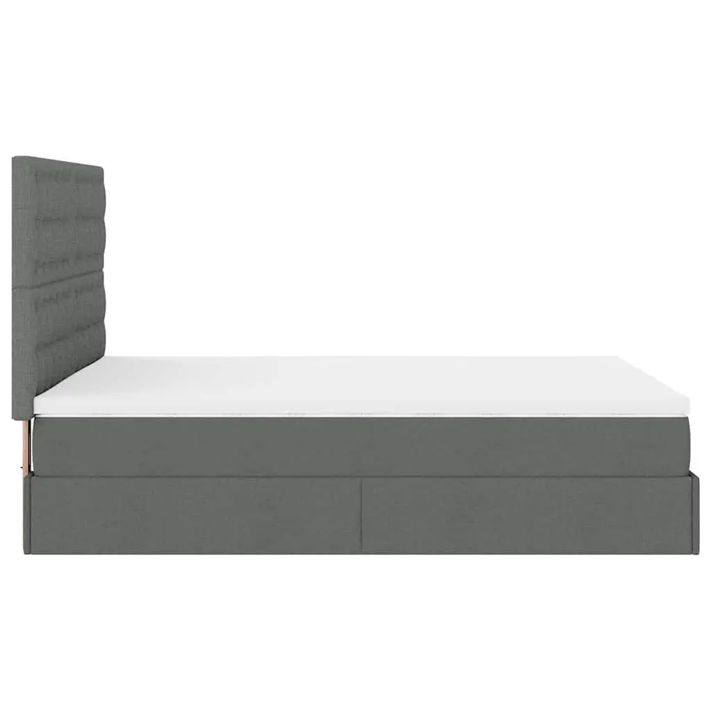 Ottoman Bed Pocket Spring Mattress Queen Grey Fabric with LED Lights