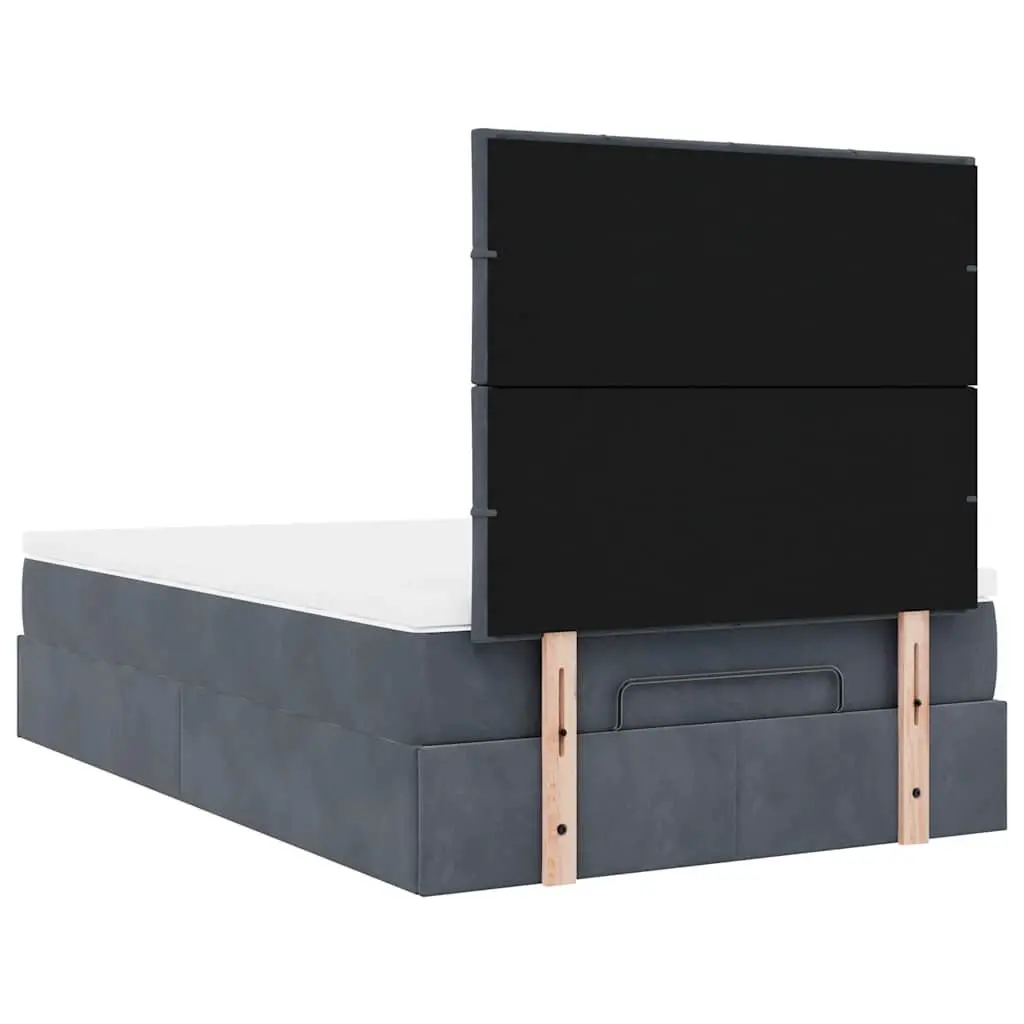 King Single Ottoman Storage Bed in Grey Velvet