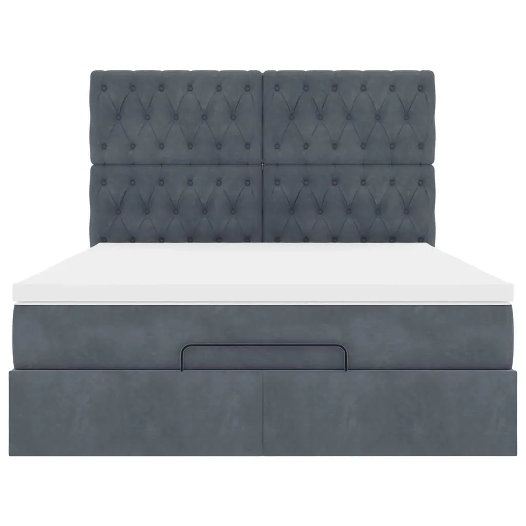 Grey Velvet Ottoman Bed with Storage Space