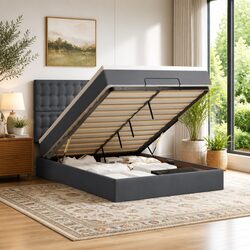Practical Ottoman Bed with Storage Solutions and LED Lighting