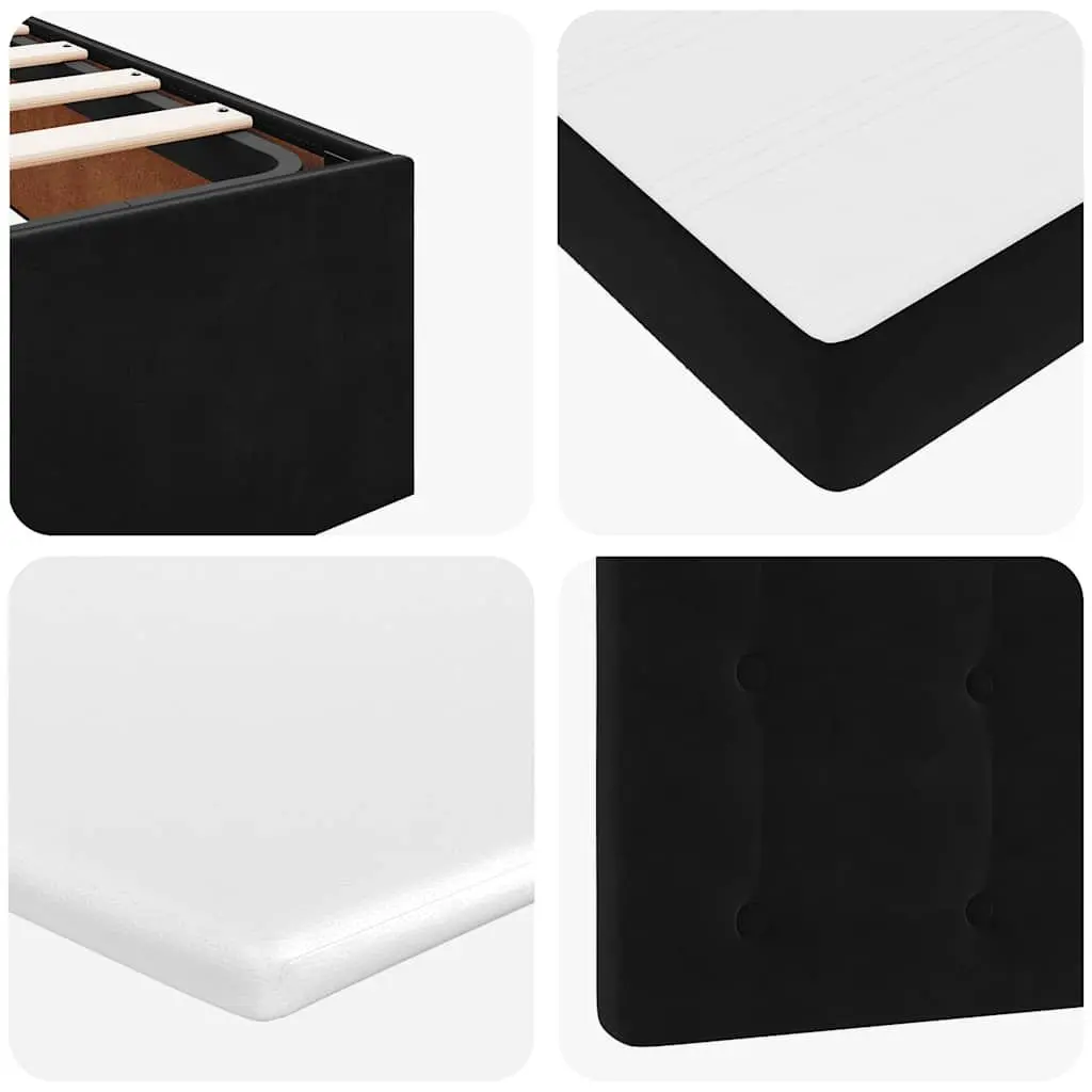 Ottoman Bed with Pocket Spring Mattresses & LED Lights King Single Black Velvet