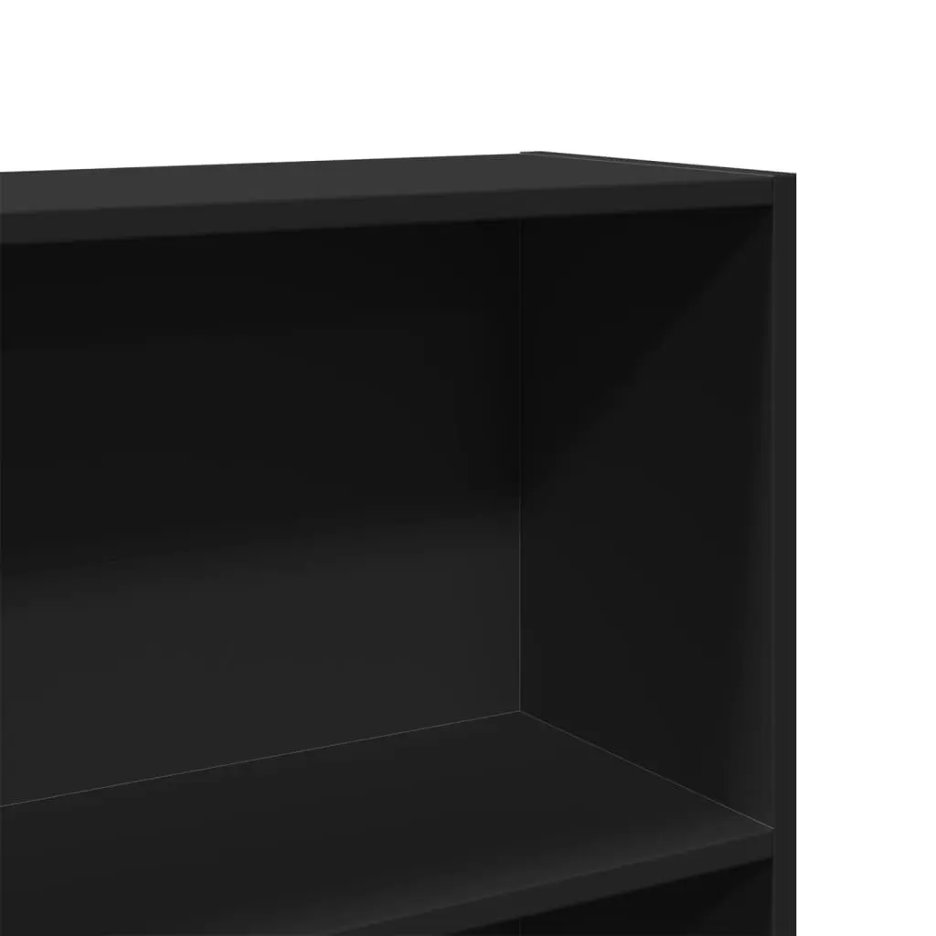 Black Bookcase Room Divider Engineered Wood 80x30x189cm Storage Shelf 5 Compartments