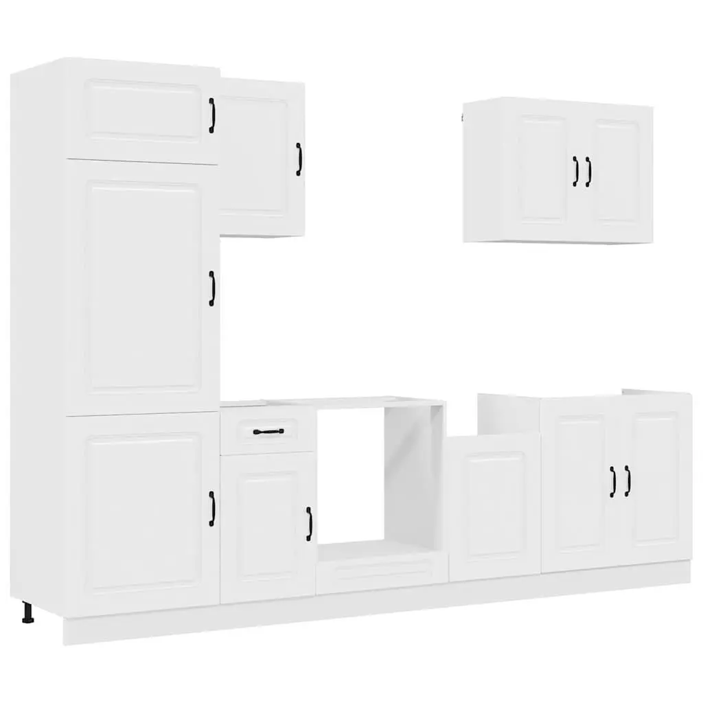 7 Piece Kitchen Cabinet Set Engineered Wood White Storage Furniture