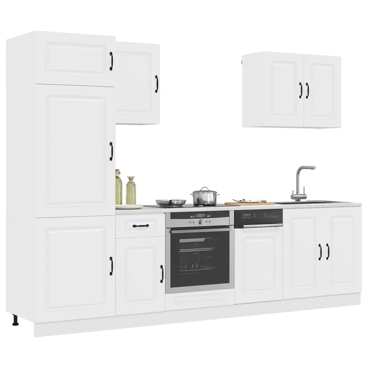 7 Piece Kitchen Cabinet Set Engineered Wood White Storage Furniture