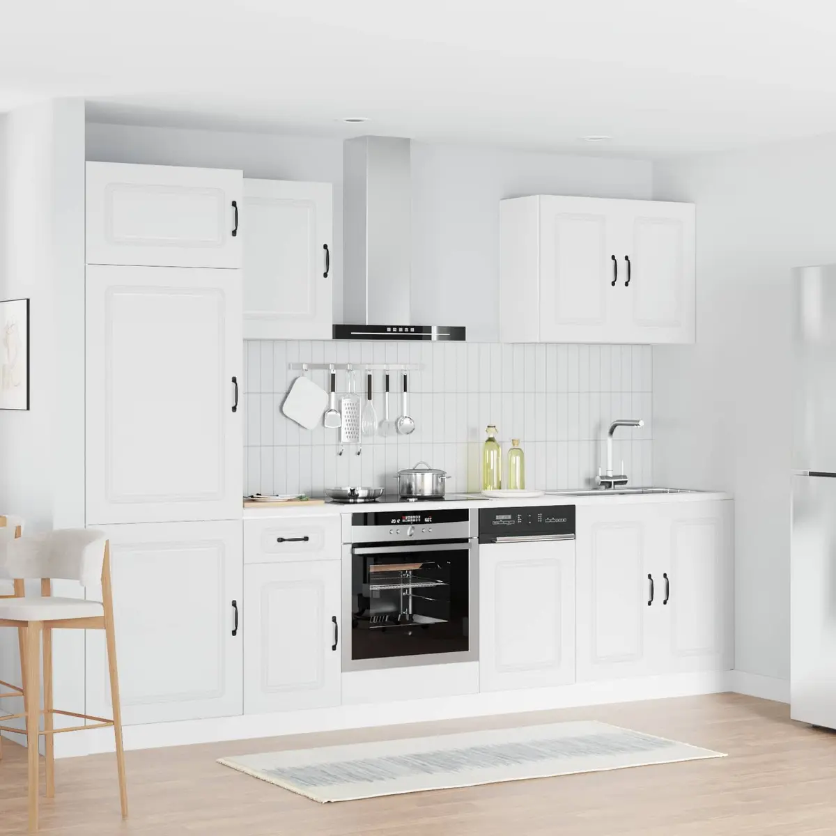 7 Piece Kitchen Cabinet Set Engineered Wood White Storage Furniture