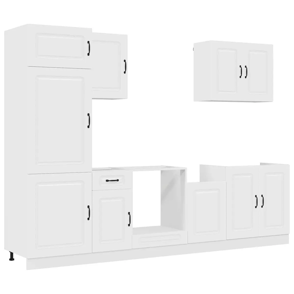 7 Piece Kitchen Cabinet Set Engineered Wood White Storage Furniture