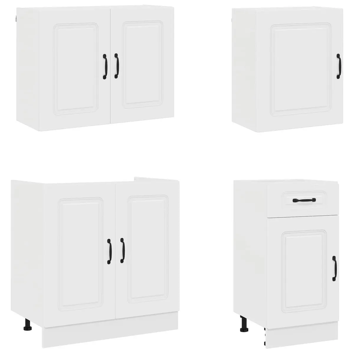 7 Piece Kitchen Cabinet Set Engineered Wood White Storage Furniture