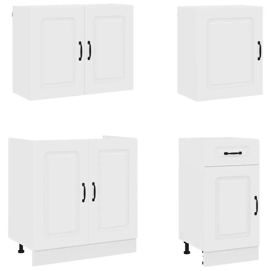 7 Piece Kitchen Cabinet Set Engineered Wood White Storage Furniture