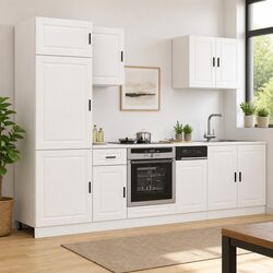 7 Piece Kitchen Cabinet Set White Engineered Wood Storage Cupboard Furniture