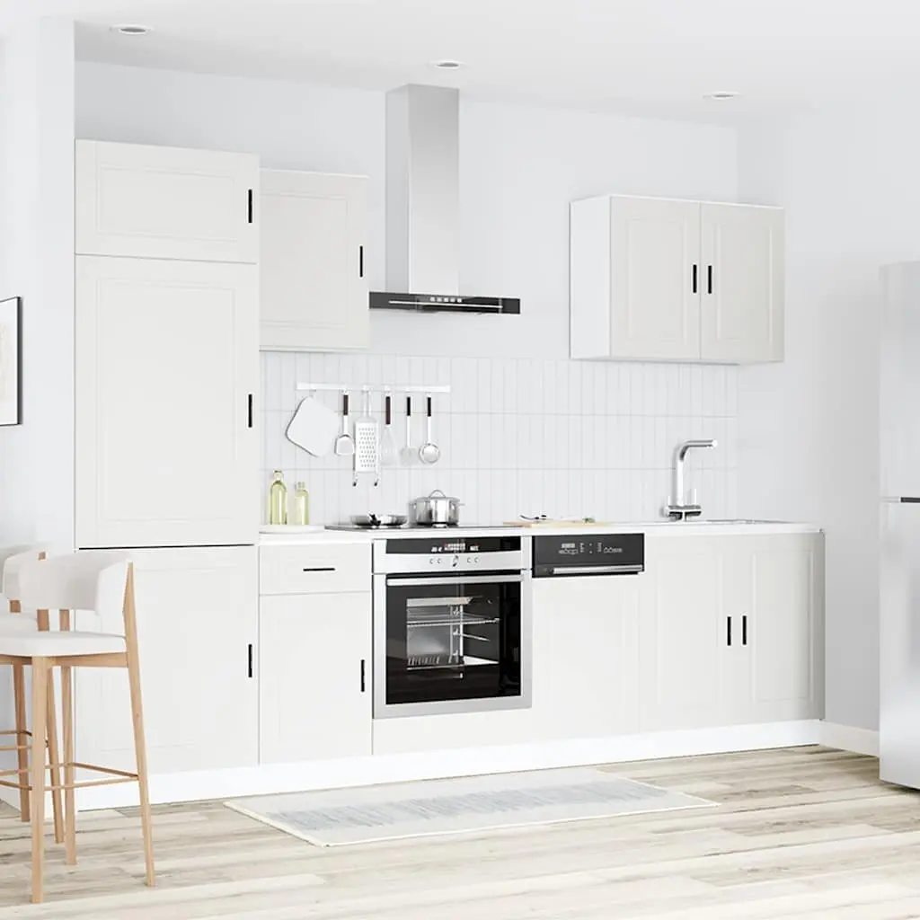 7 Piece Kitchen Cabinet Set Engineered Wood White Storage Cupboard Furniture