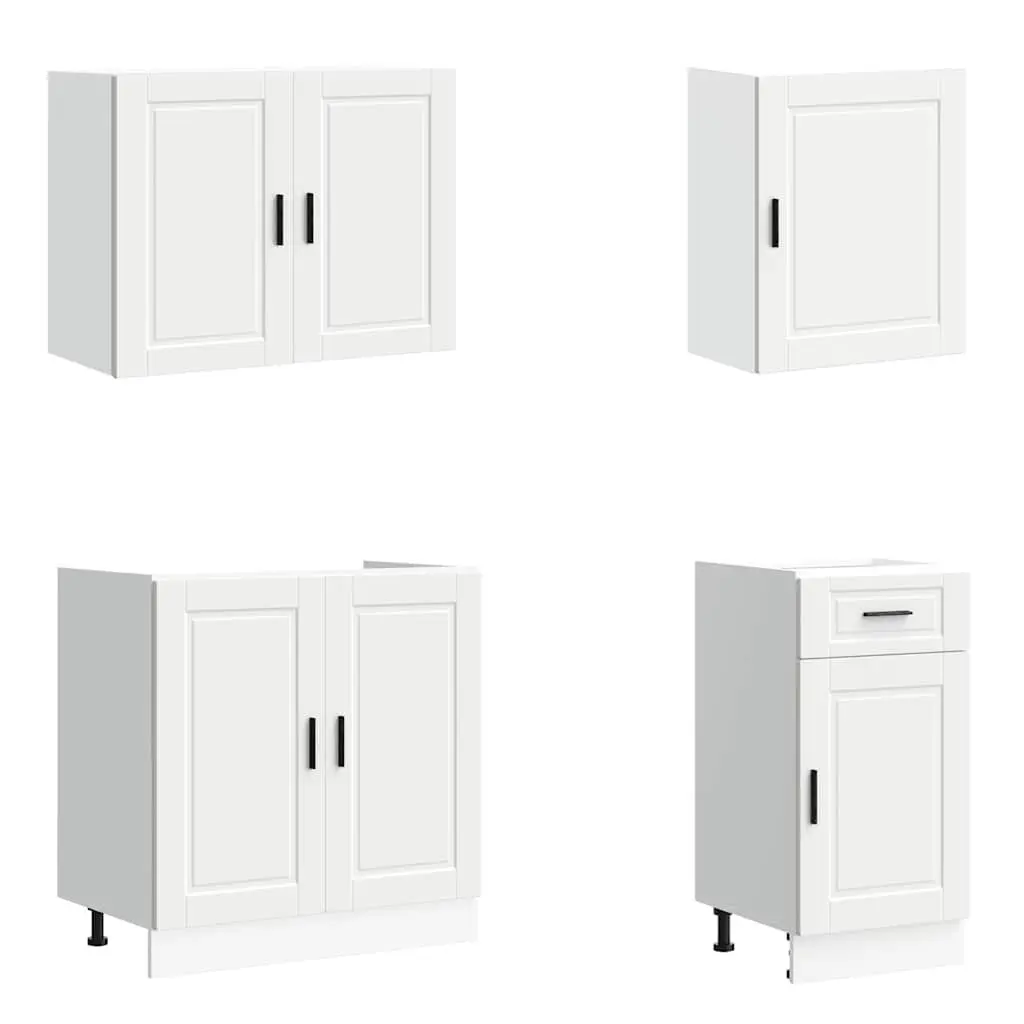 7 Piece Kitchen Cabinet Set Engineered Wood White Storage Cupboard Furniture