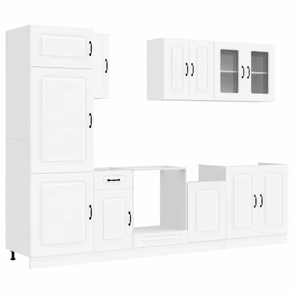 8 Piece Kitchen Cabinet Set Engineered Wood White Storage Cupboard Furniture