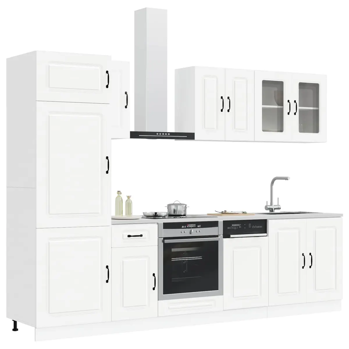 8 Piece Kitchen Cabinet Set Engineered Wood White Storage Cupboard Furniture