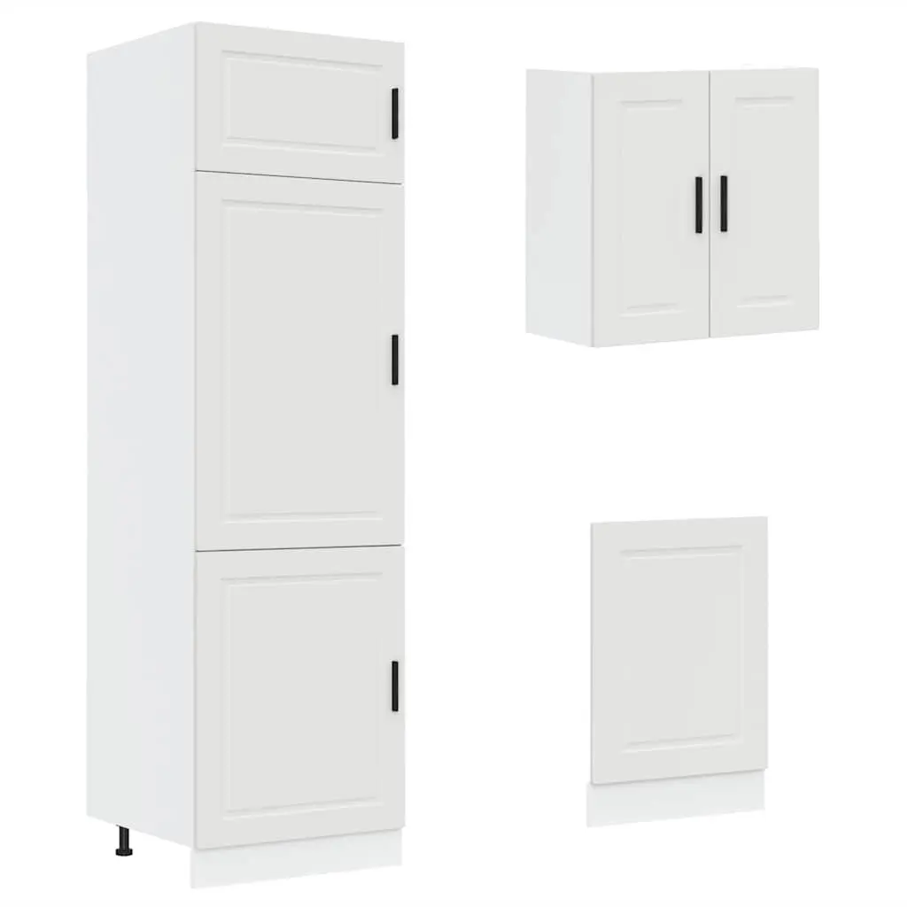 Kitchen Cabinet Set Engineered Wood 8 Piece White Storage Cupboard Adjustable