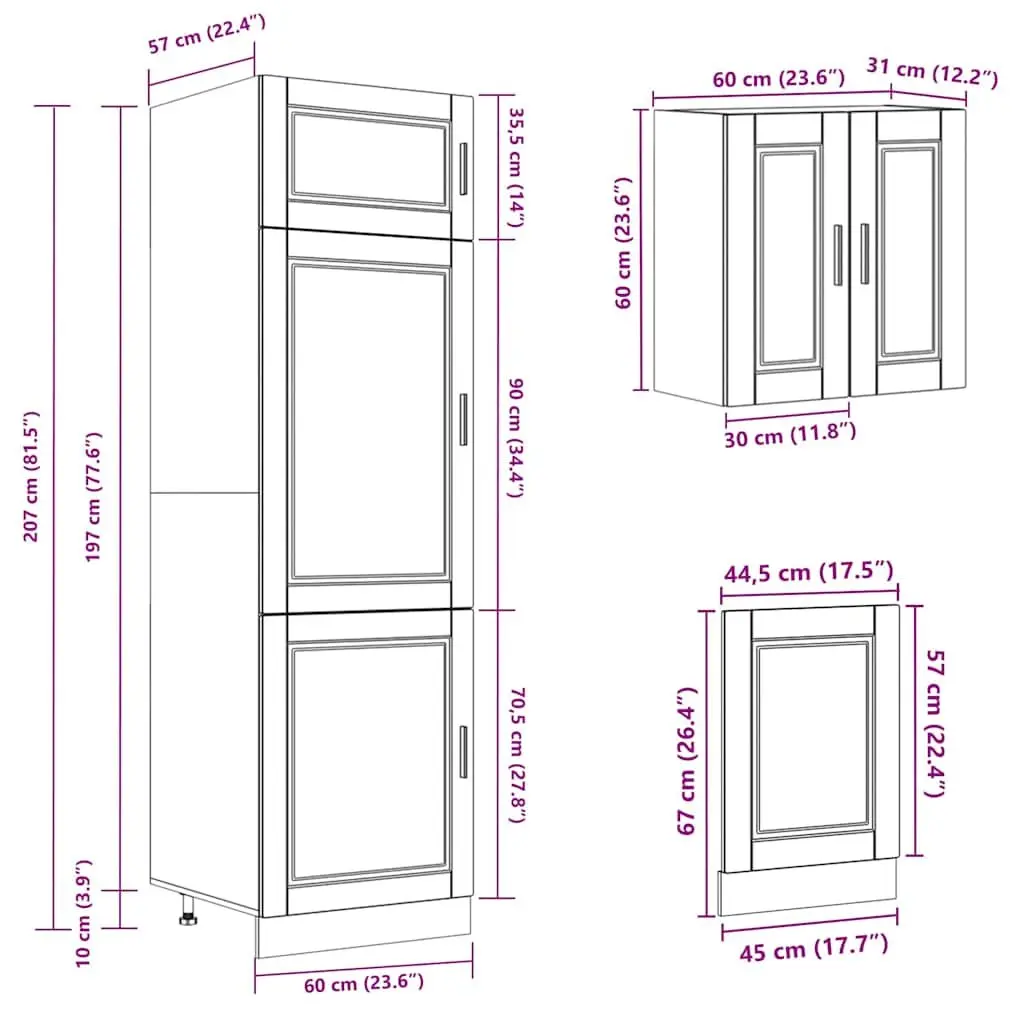 Kitchen Cabinet Set Engineered Wood 8 Piece White Storage Cupboard Adjustable