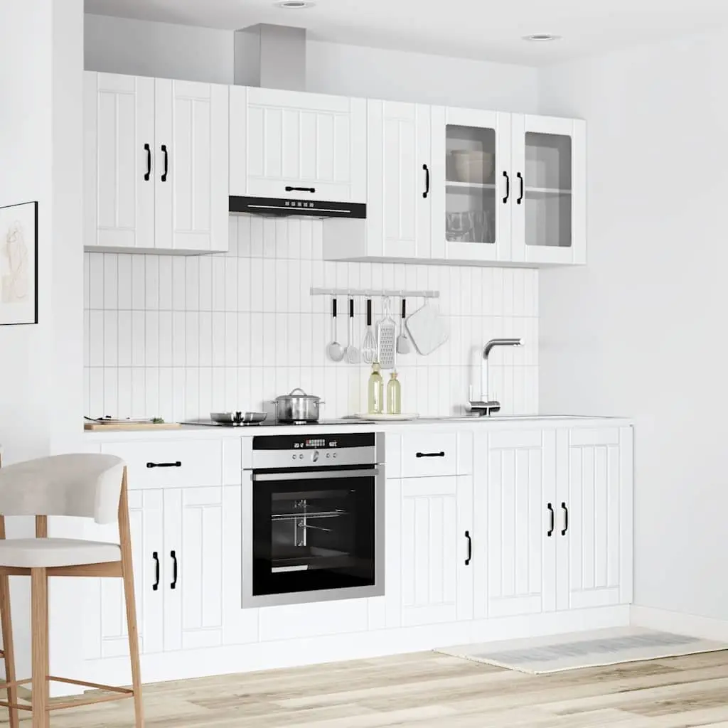 8 Piece Kitchen Cabinet Set Engineered Wood White Storage Cupboard