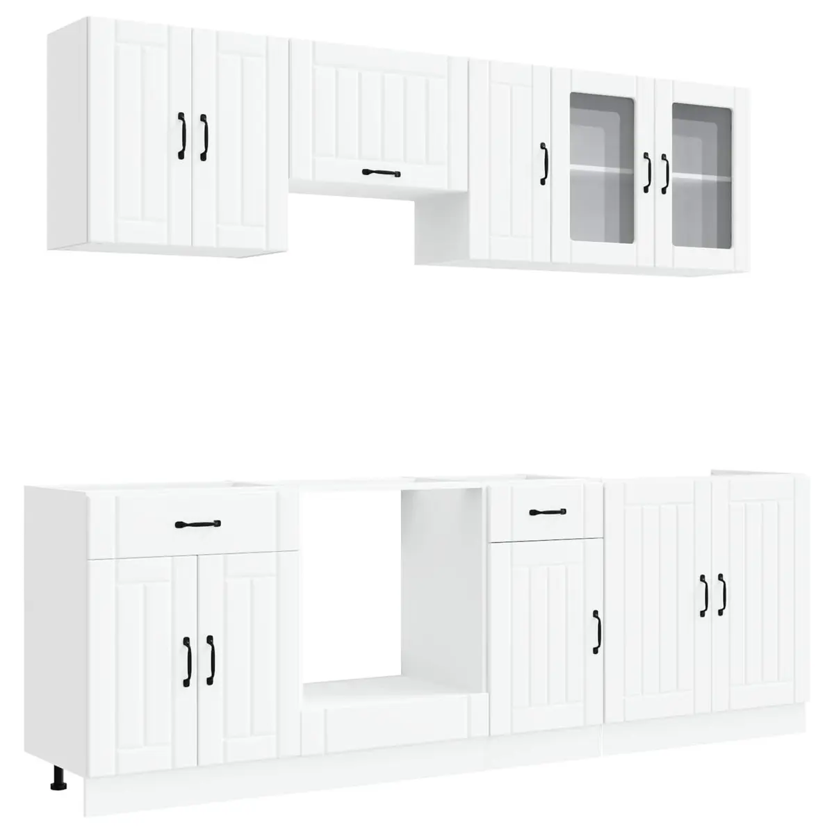 8 Piece Kitchen Cabinet Set Engineered Wood White Storage Cupboard