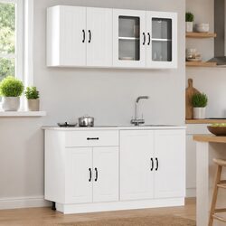 Practical 4-Piece White Kitchen Storage Cabinet Set