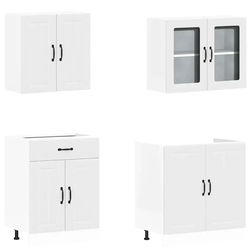 4-Piece White Kitchen Storage Cabinet Set