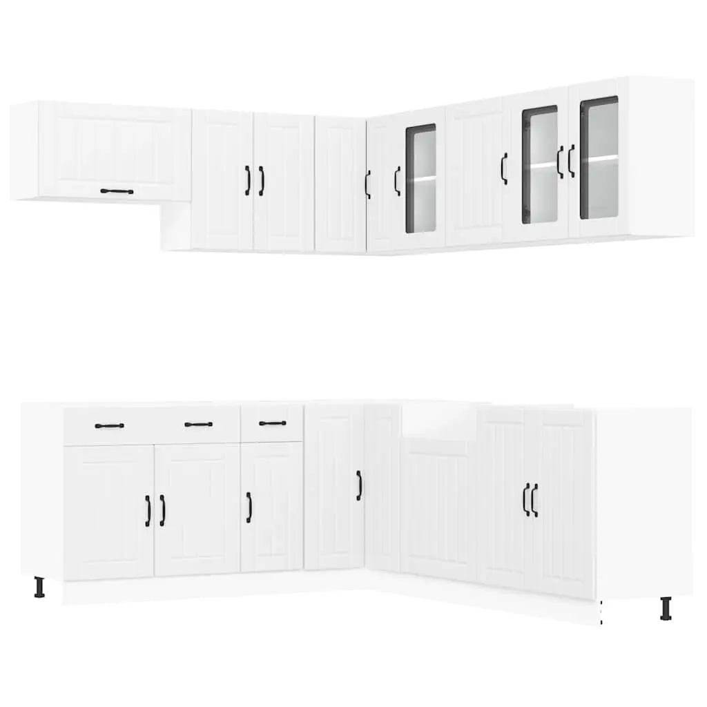 11 Piece Kitchen Cabinet Set White Storage Engineered Wood Cupboard Furniture