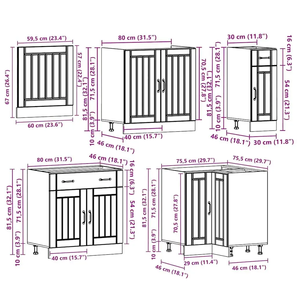 11 Piece Kitchen Cabinet Set White Storage Engineered Wood Cupboard Furniture