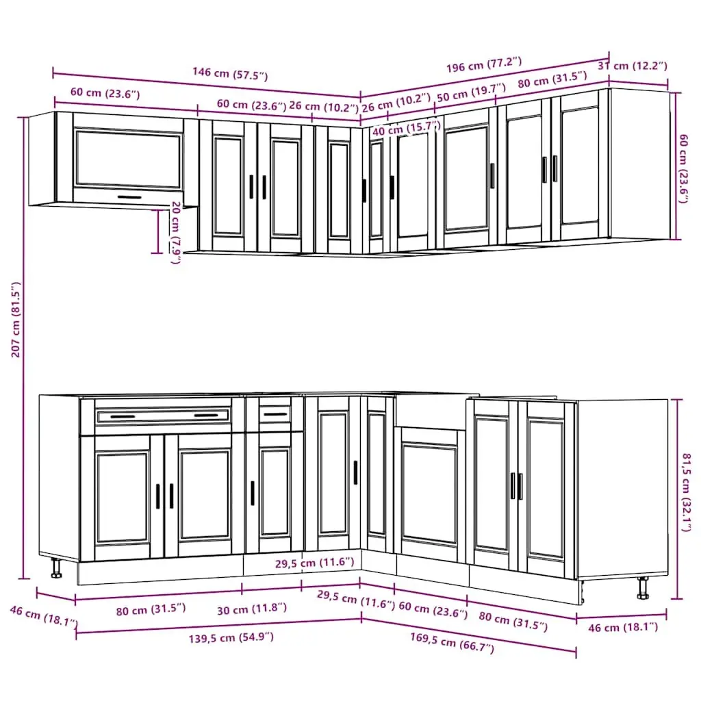 11 Piece Kitchen Cabinet Set for Home Use