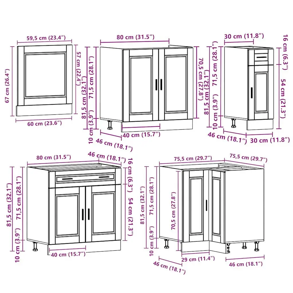 11 Piece Kitchen Cabinet Set for Home Use